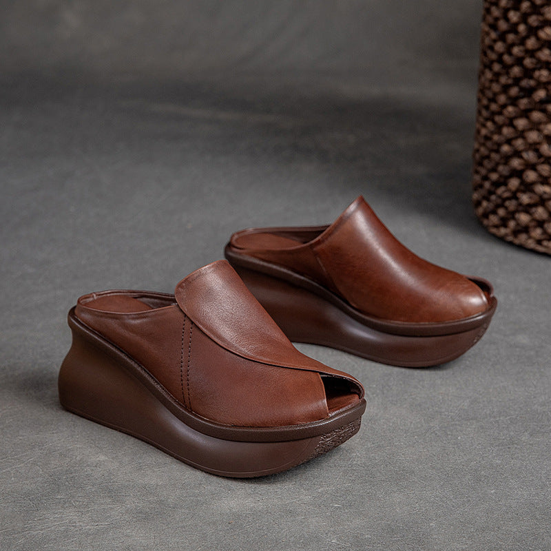 Women's Peep Toe Retro Platform Comfort And Casual Shoes