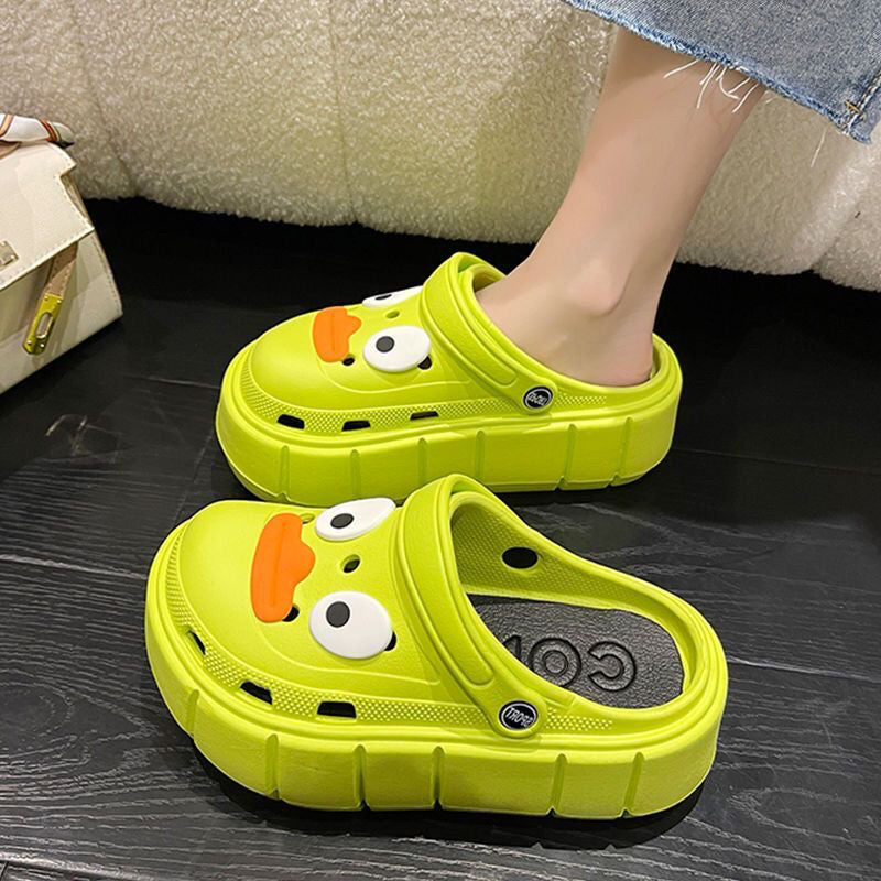 Women's Cute Cartoon Thick Bottom Two-way Closed Women's Shoes