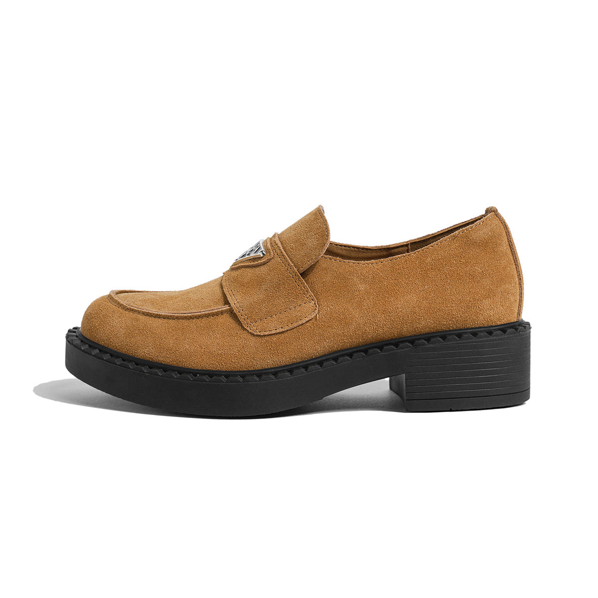 Damen Plateau Triangle Mark Slip-on Retro Britische Loafer