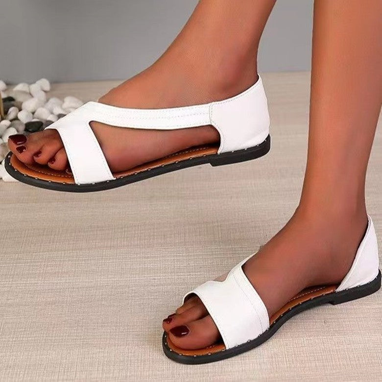 Flache Sandalen mit Peep-Toe für den Sommer in Übergröße für Damen