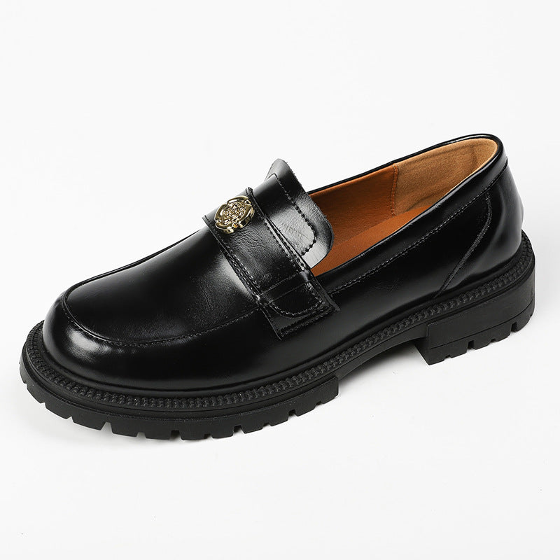 Grape Mom Camellia Plateau-Loafer mit rundem Kopf und dicker Sohle für Damen