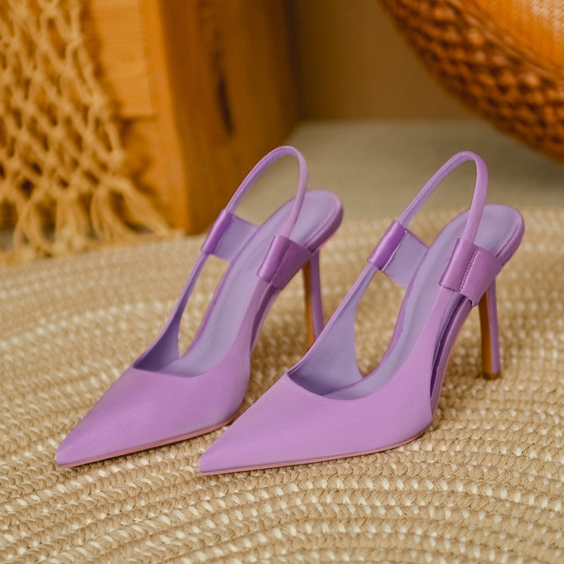 Women's High Stiletto Satin Blue Pointed Toe Pumps Heels
