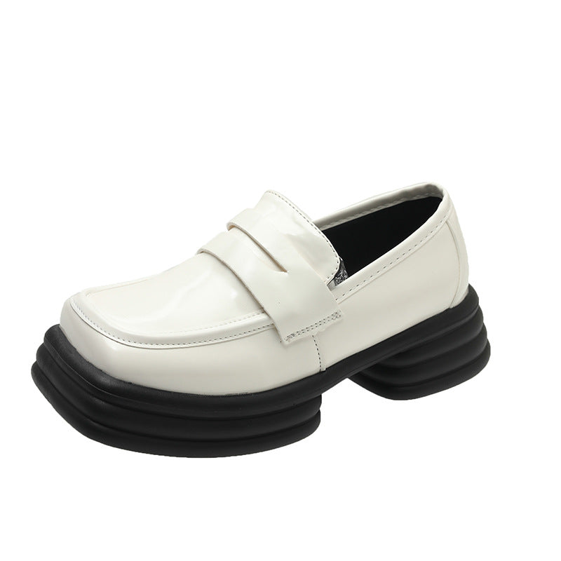 Damen Muffin Plateau Frühling College Stil Retro Lederschuhe