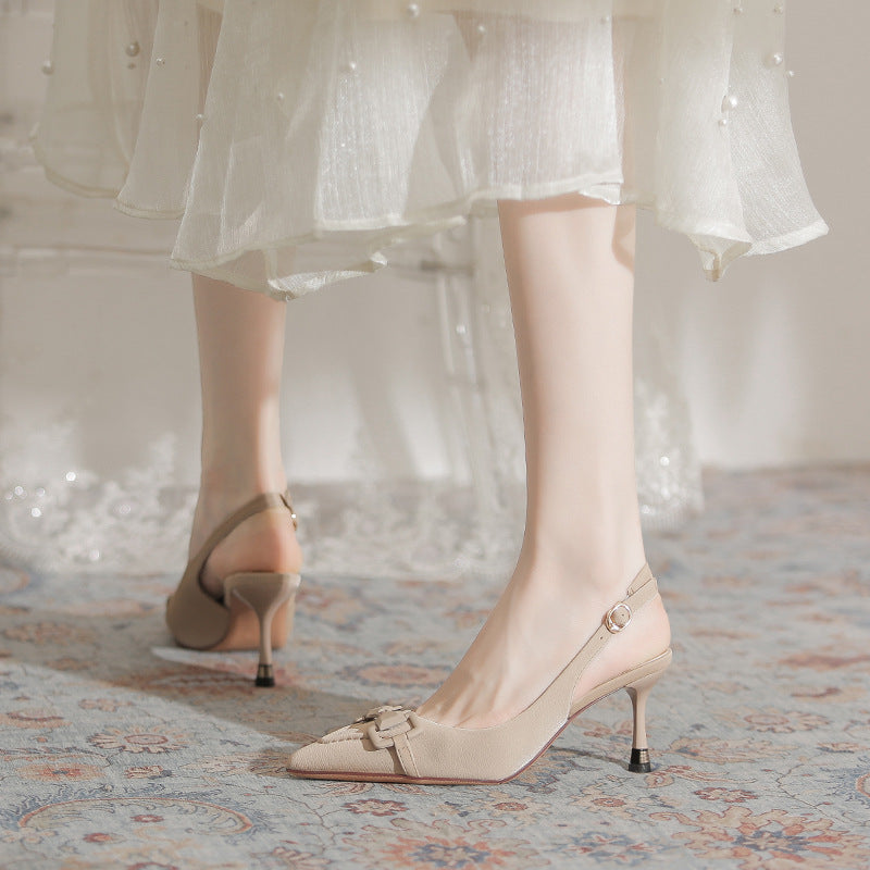 Women's Toe Stiletto Pointed-toe Fashion Horsebit Buckle Heels