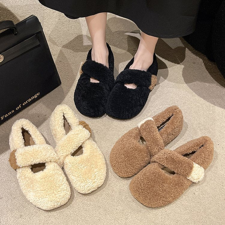 Women's Fluffy Mao Amo Flat Pregnant Lightweight Women's Shoes