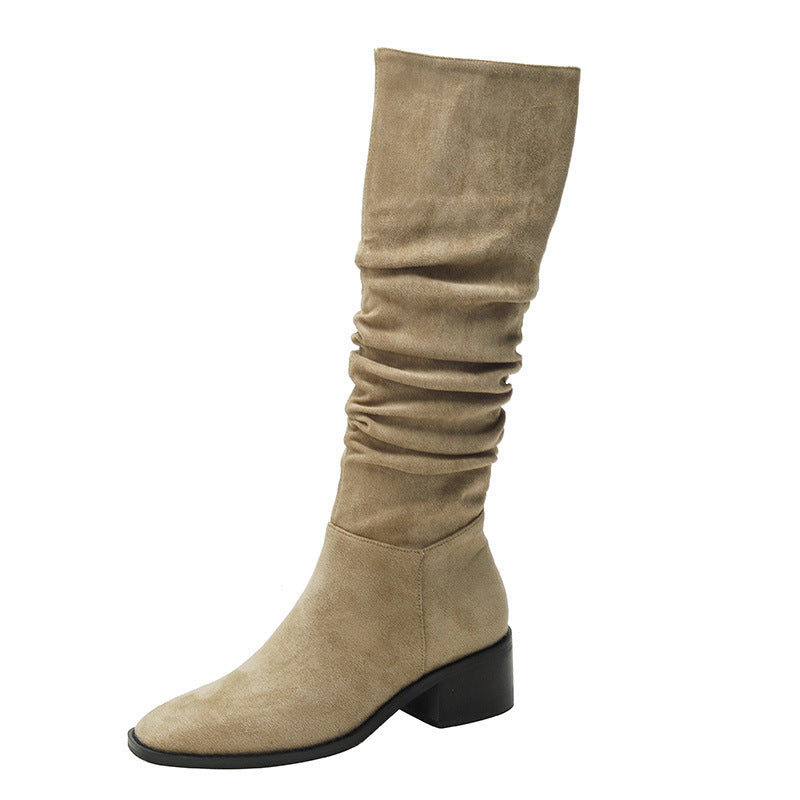 Casual Attractive Pile Style Chunky High Boots