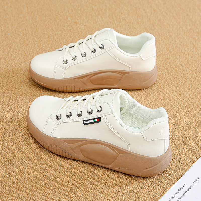 Women's High Top White Female All-matching Platform Casual Shoes