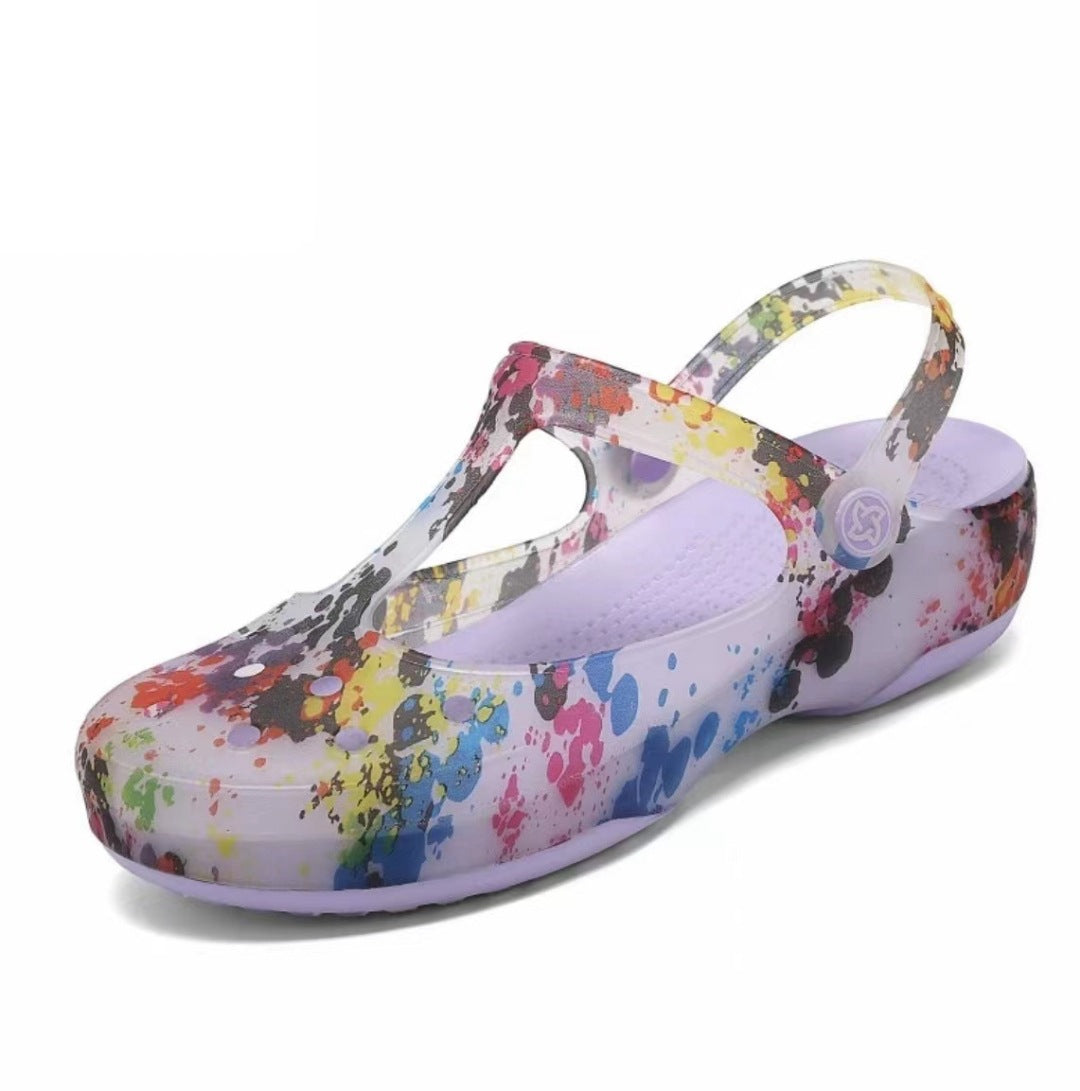 Chaussures pour femmes à la mode avec motif artistique Jelly Beach Hole