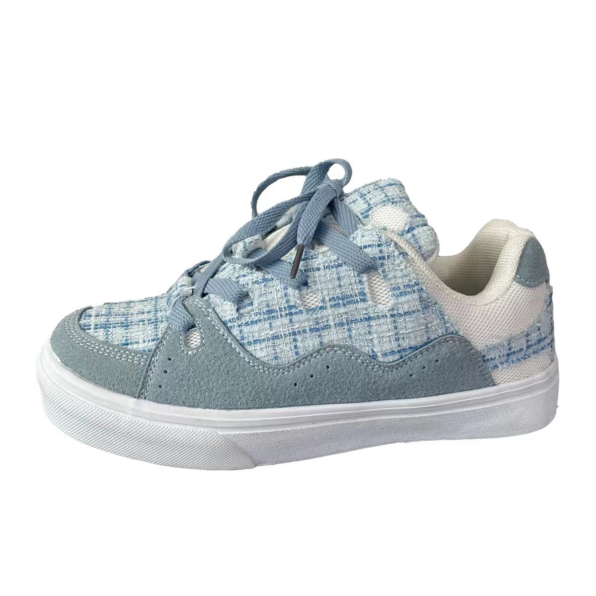 Women's & Men's Bread Board Blue Plaid Classic Style Sneakers