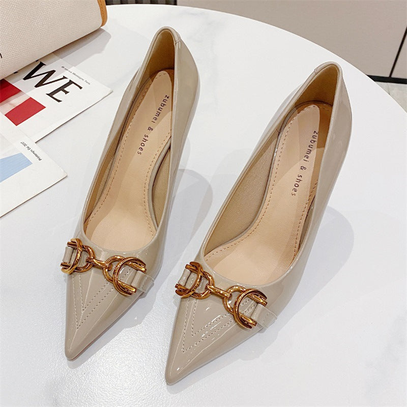 Women's Buckle Pumps Elegant Pointed Stiletto Plus Women's Shoes