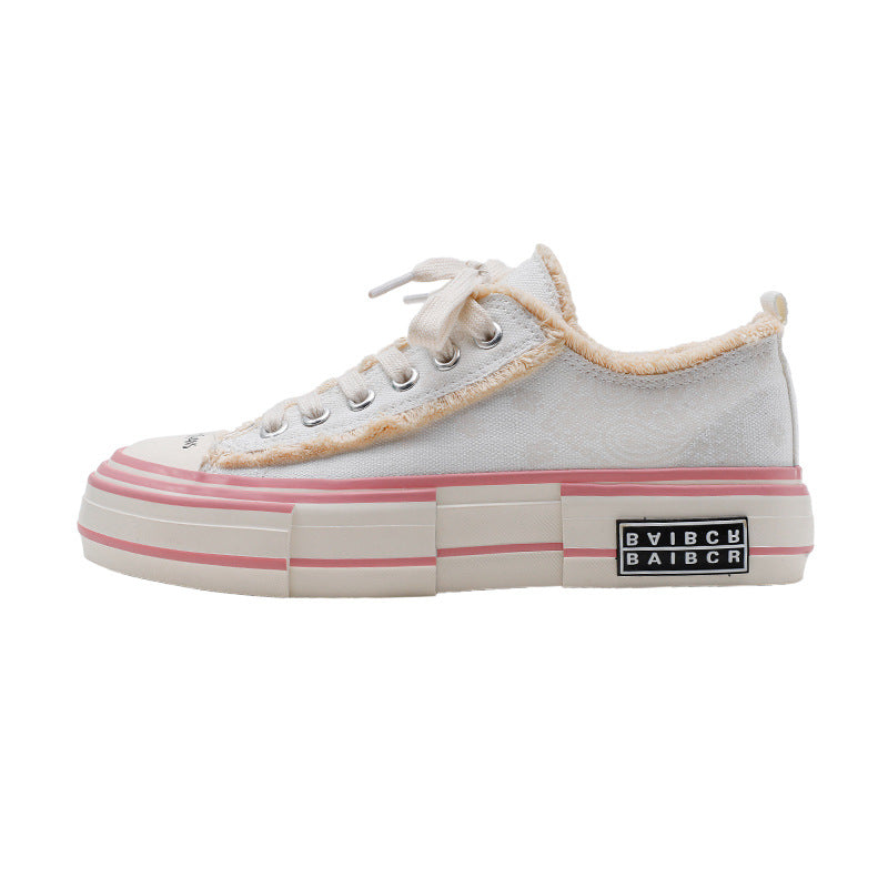 Wht Low-top Alice Pink Trendy Grass Canvas Shoes