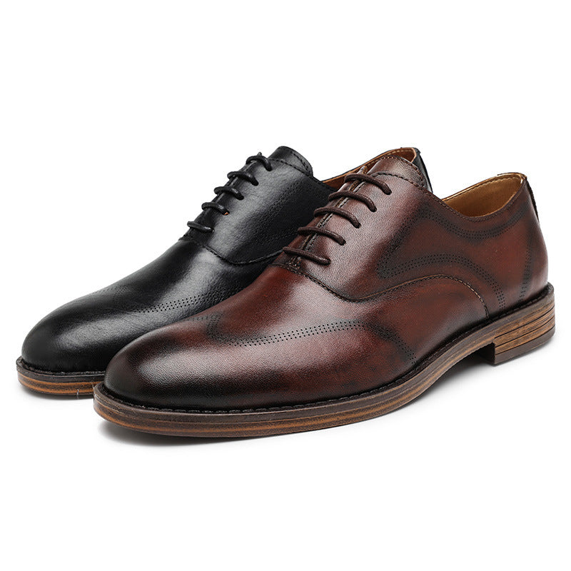 Men's First Layer Cowhide Business Closed Toe Leather Shoes