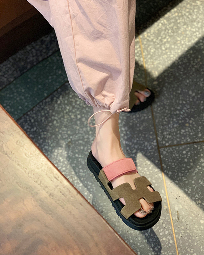 Mom Summer Word With Platform Outer Wear Second Uncle Sandals