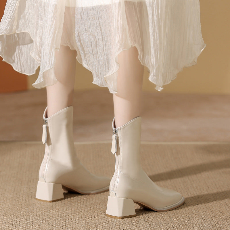 Botines holgados de mujer botas altas blancas gruesas