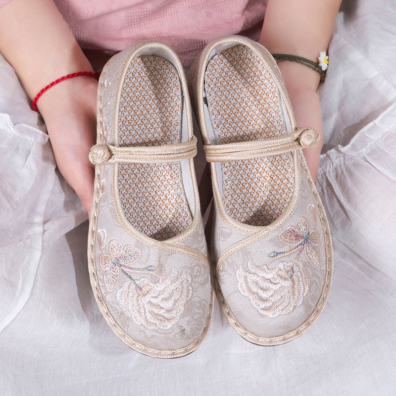 Chaussures en toile de style ethnique Hanfu brodées à la main pour femmes