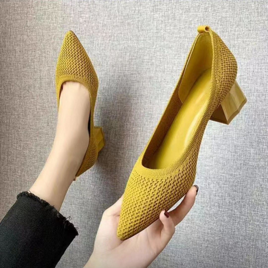 Escarpins à talons aiguilles hauts et bas pour femmes Chaussures tissées volantes pour femmes