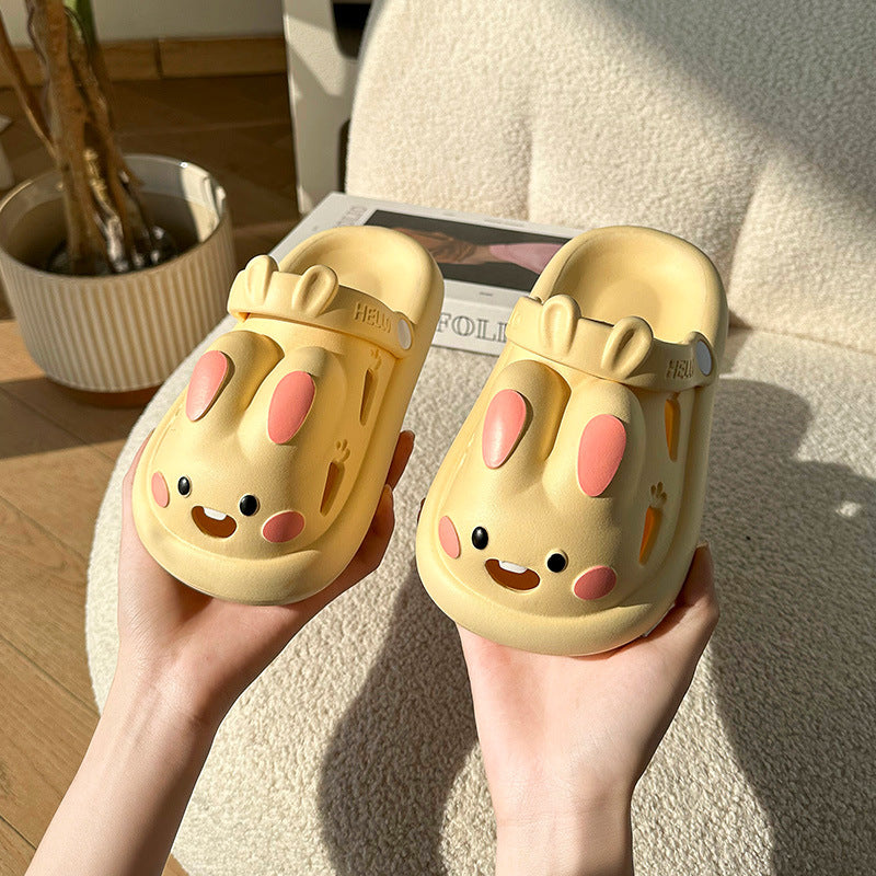 Sandales d'été pour enfants avec motif de lapin mignon et dessin animé de taille moyenne et grande