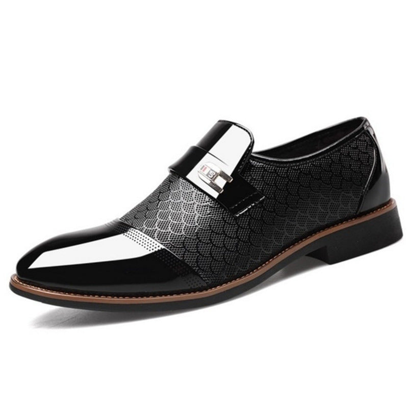 Pretty Men's Aufu Embossed Slip-on Large Leather Shoes