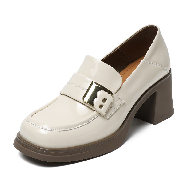 Women's Chunky Pumps Female Square Toe Slip-on Loafers