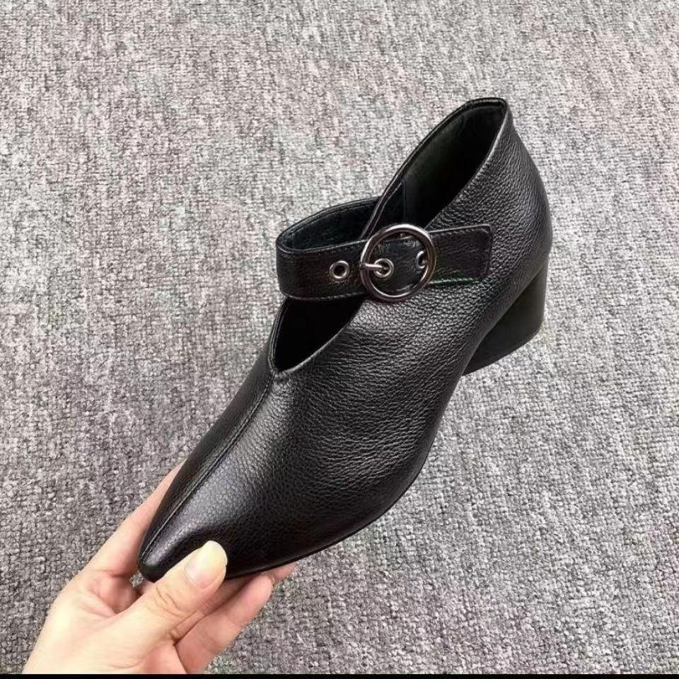 Escarpins tendance pour femmes, chaussures épaisses, profondes et pointues pour femmes