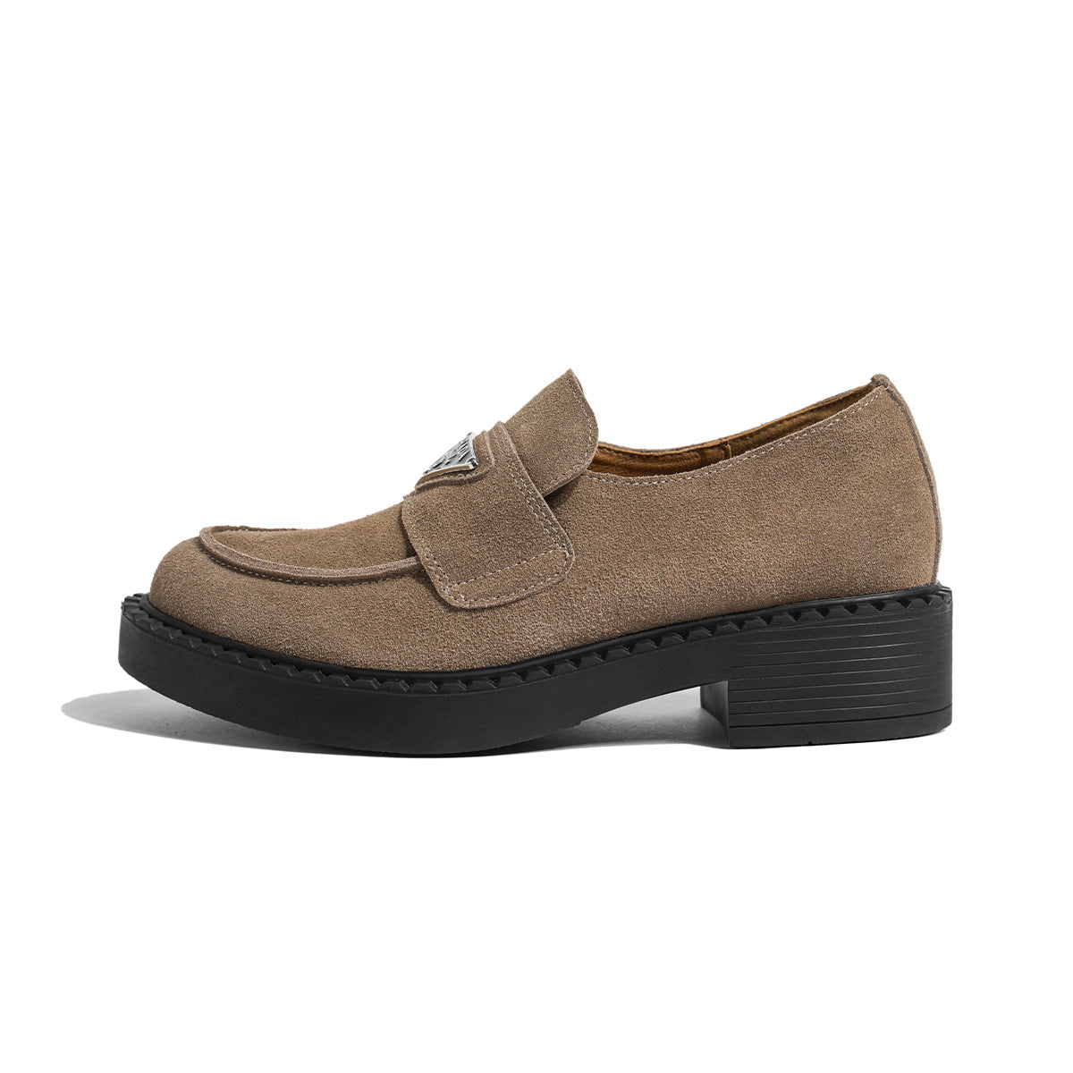 Damen Plateau Triangle Mark Slip-on Retro Britische Loafer