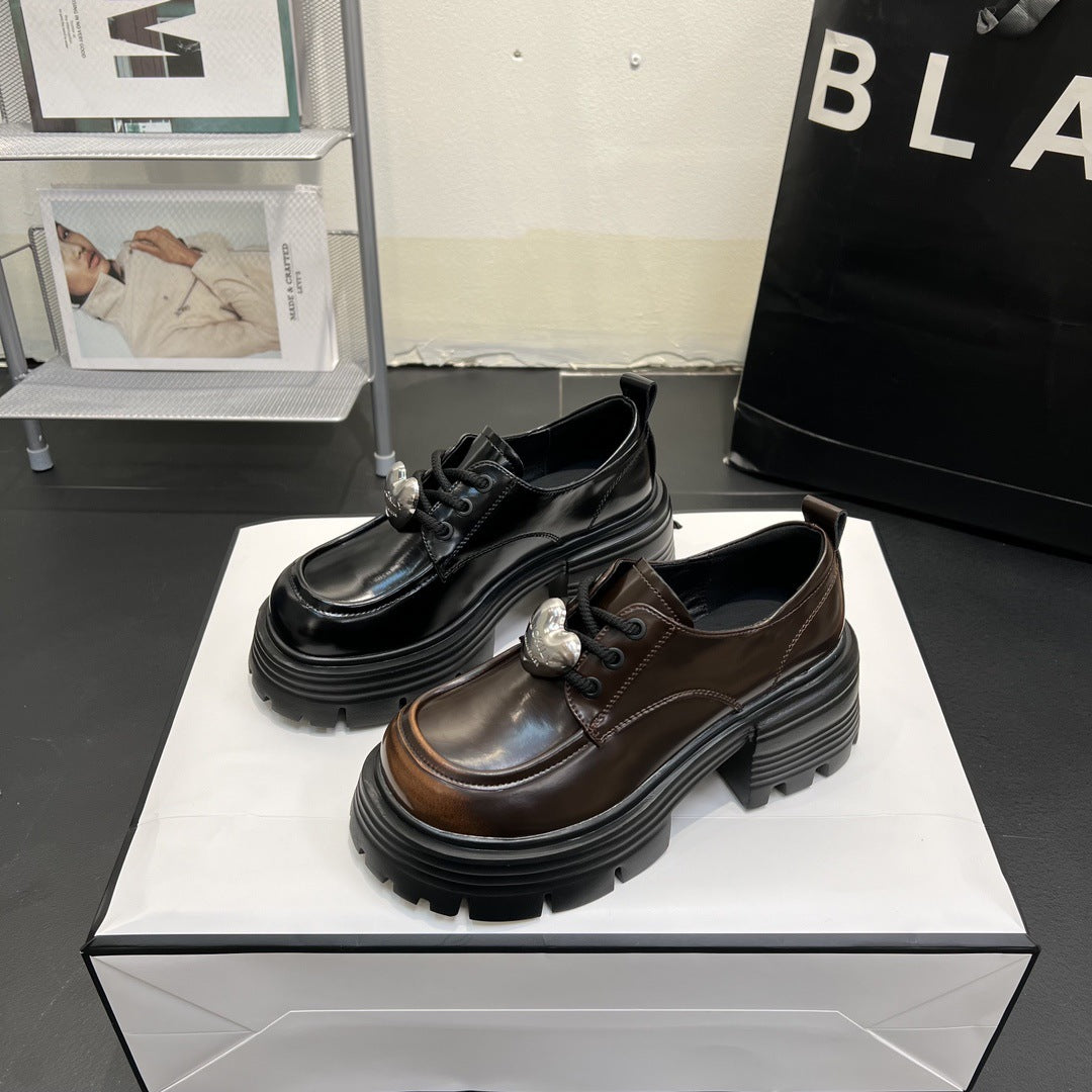 Damen-Loafer im britischen Stil mit Plateausohle, extra schwarz