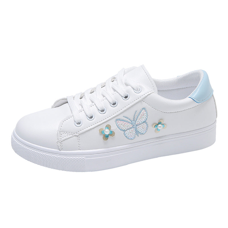 Women's White Spring Breathable Flat Surface Sports Casual Shoes