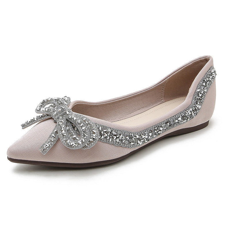 Women's Rhinestone Flat Bow Plus Size Boat Women's Shoes