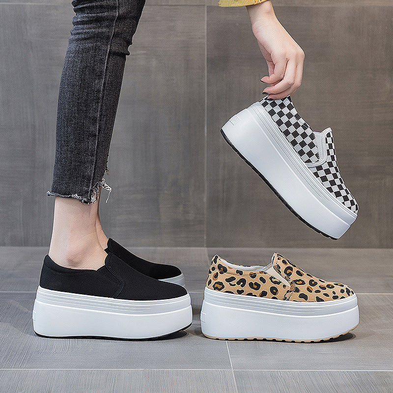 Zapatos informales con estampado de leopardo con suela gruesa de primavera para mujer