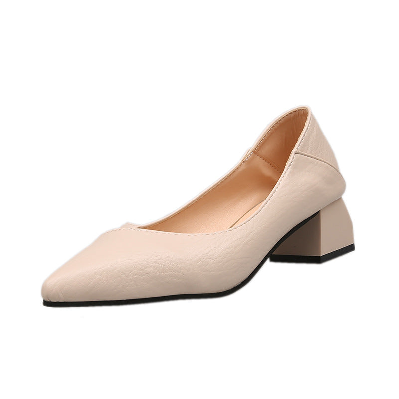 Women's Professional Two-way Mid Pointed Toe Pumps Beige Women's Shoes