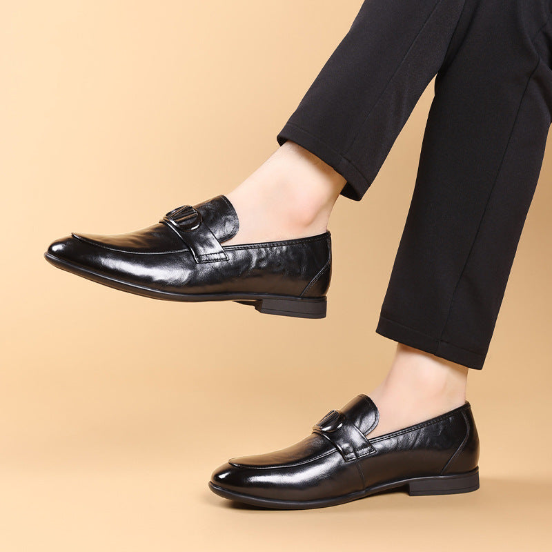 Men's First Layer Cowhide Pumps Genuine Business Loafers