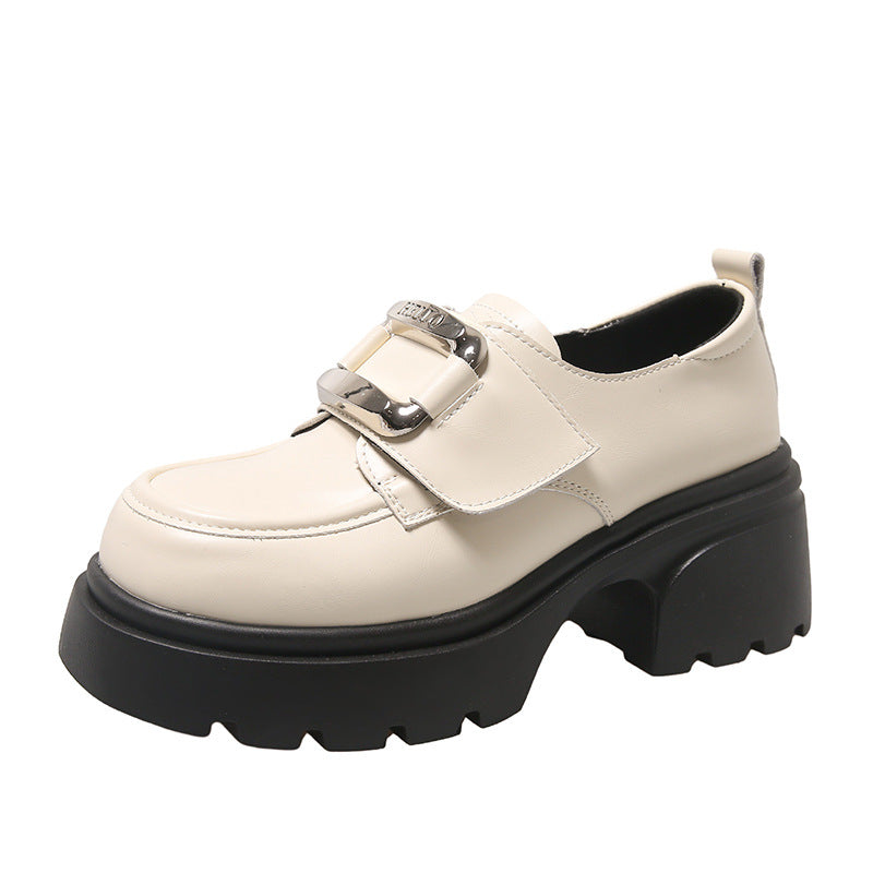 Metal Buckle Muffin Platform Female British Loafers