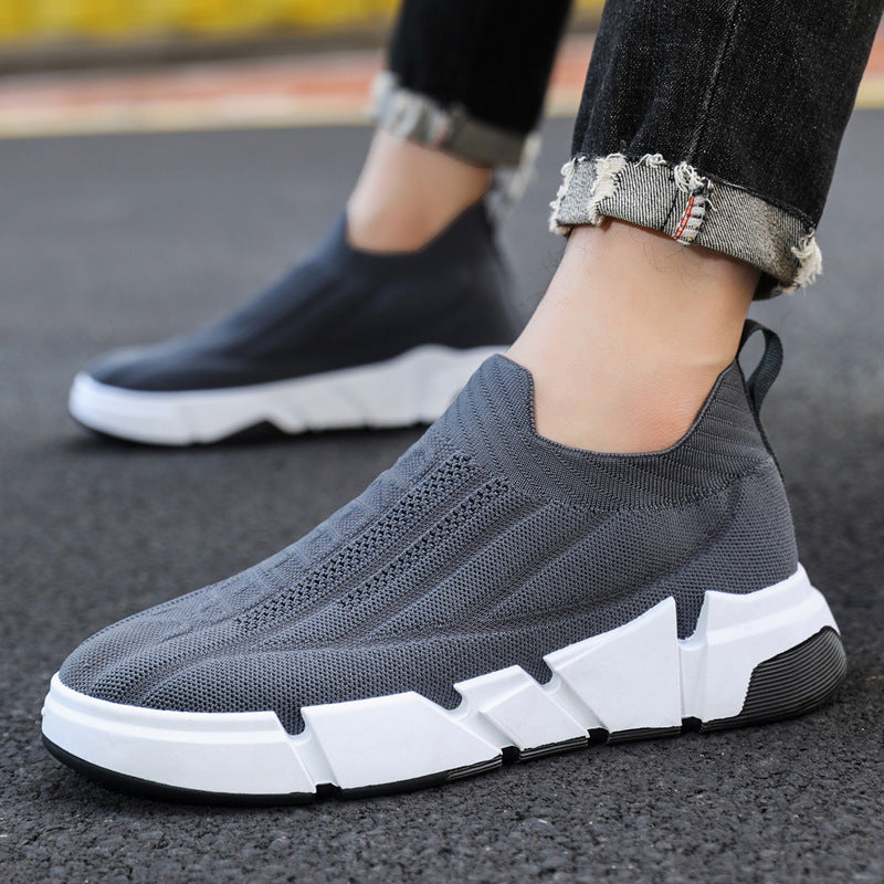 Men's Fly Woven Mesh Socks Mouth Slip-on Casual Shoes