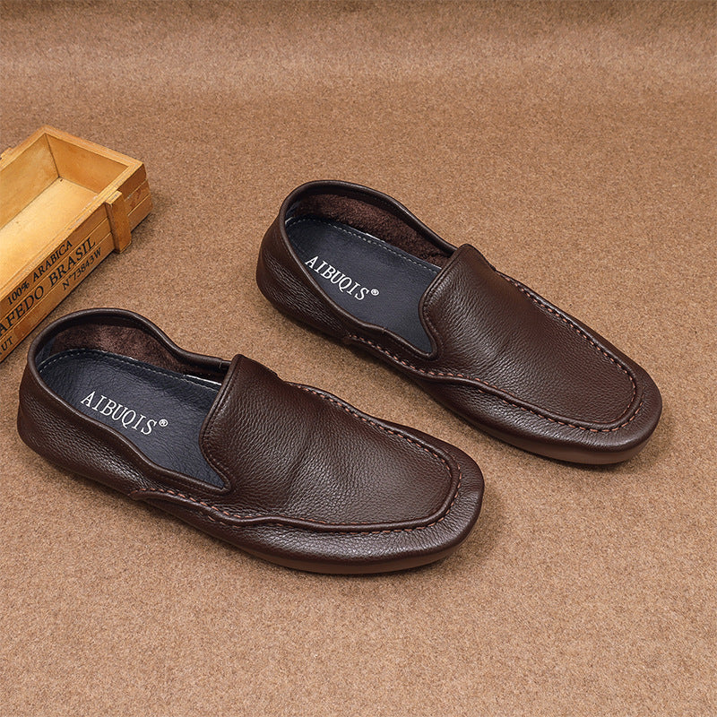 Versatile Men's Genuine Soft Bottom Slip-on Casual Shoes