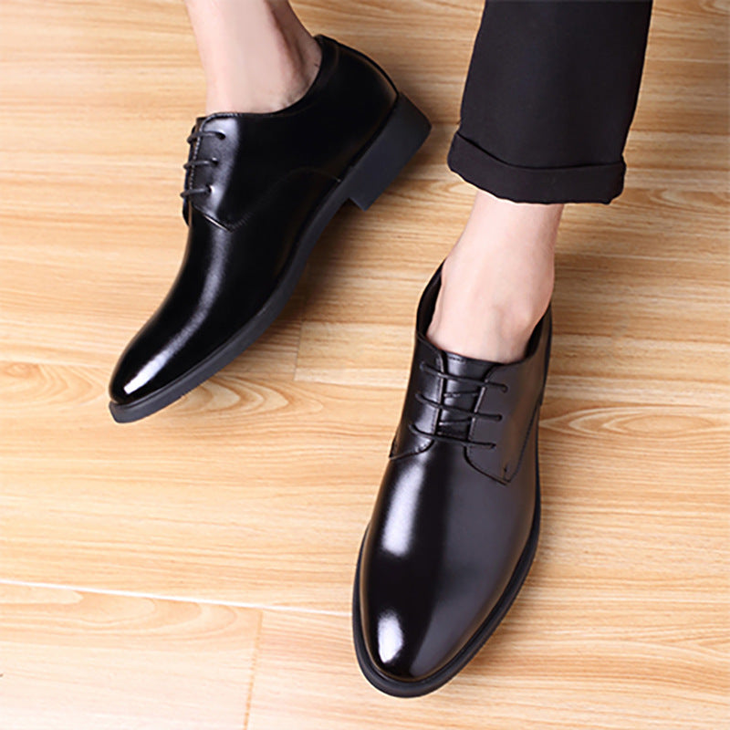 Men's British Groomsman Black Bridegroom Business Formal Wear Soft Leather Shoes