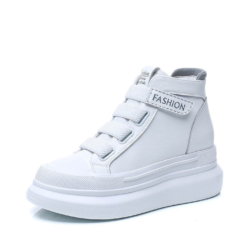 Women's High Top White Korean Style Genuine Casual Shoes