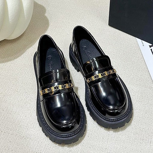 Women's Platform Retro British Style Chunky Small Loafers