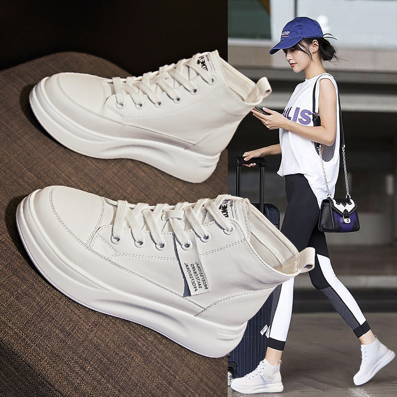 Women's Korean Style Platform White Sports Single Casual Shoes