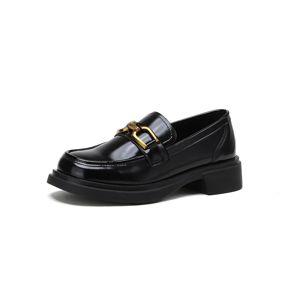 Damen-Loafer im Preppy-Stil mit dicker Sohle und niedriger Passform und quadratischer Schnalle