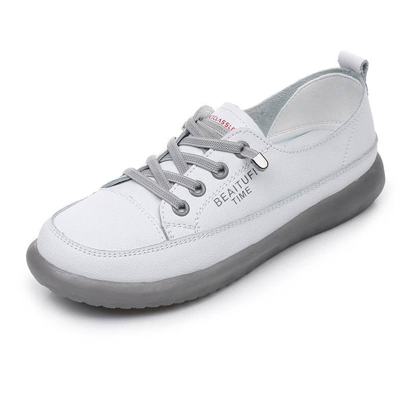 Zapatos casuales blancos de cuatro suelas suaves para mujer