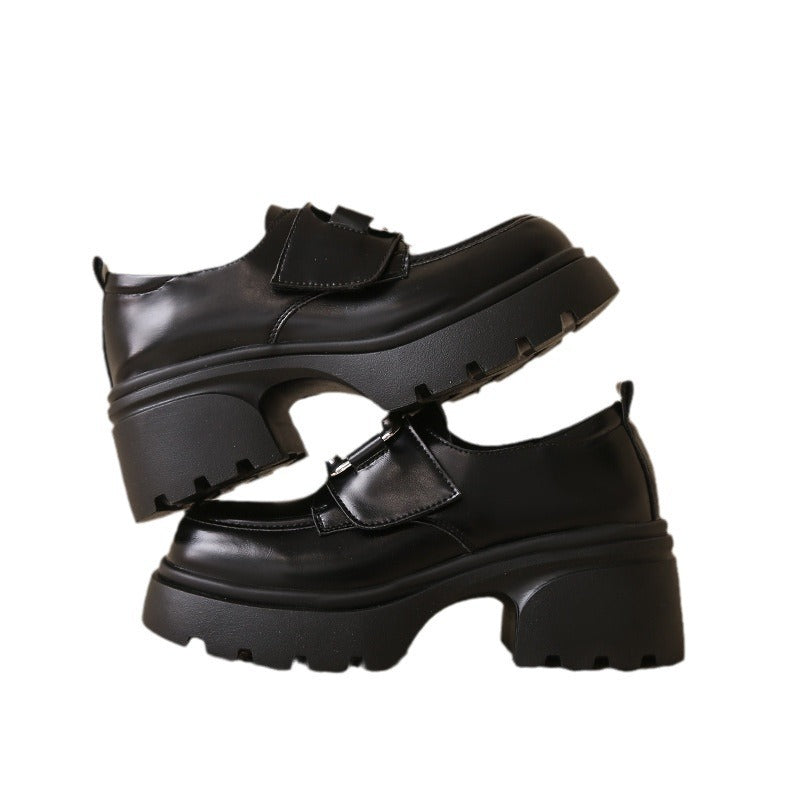 Metal Buckle Muffin Platform Female British Loafers