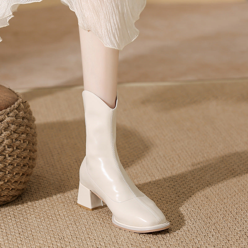 Slouchy Bottillons pour femmes High White Chunky Boots