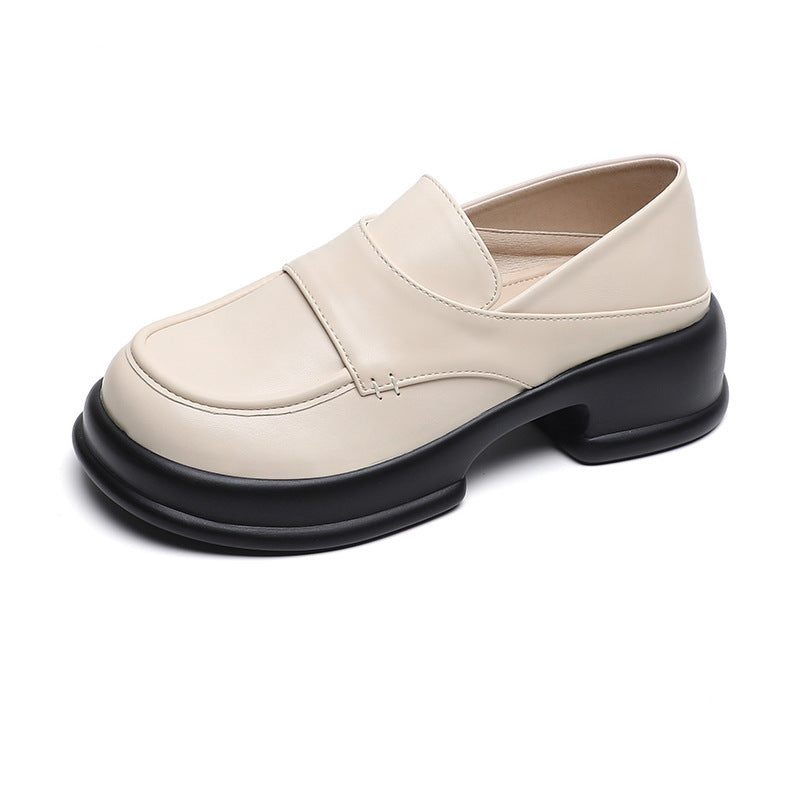 Women's Round Head British Style Slip-on Retro Loafers