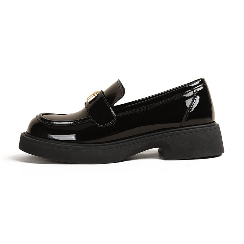 Women's Hot Platform British Thick Black Slip-on Loafers