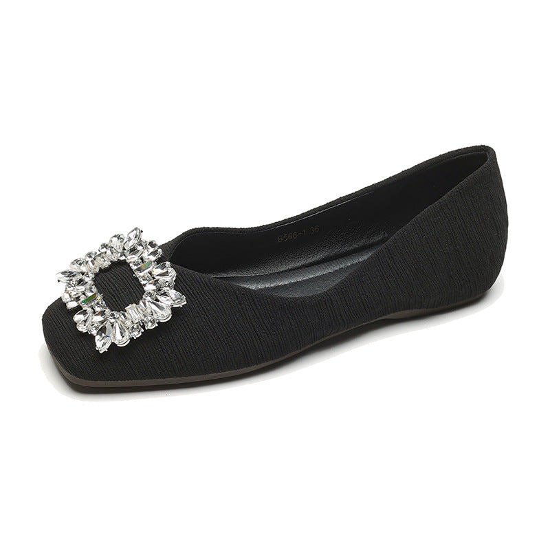 Women's Flat Bottom Slip-on Rhinestone French Soft Women's Shoes