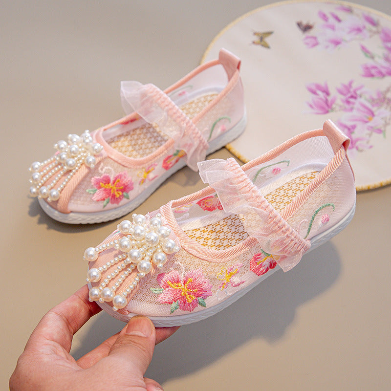 Children's The Han Clothing Ancient Style Embroidered Costume Kid's Shoes