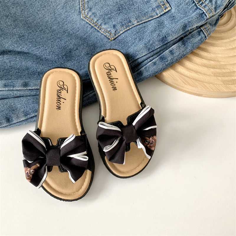 Kinder Sommer Bär Bowknot Indoor Outdoor Weiche Sandalen