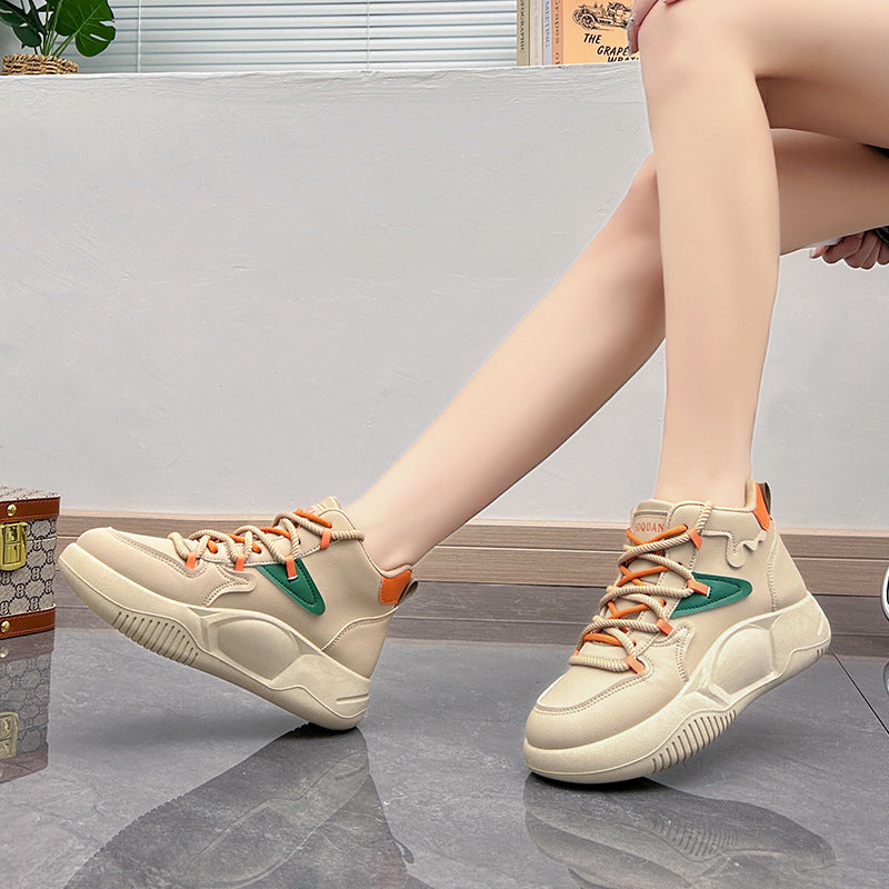 Women's Korean Style High Top White Autumn Casual Shoes
