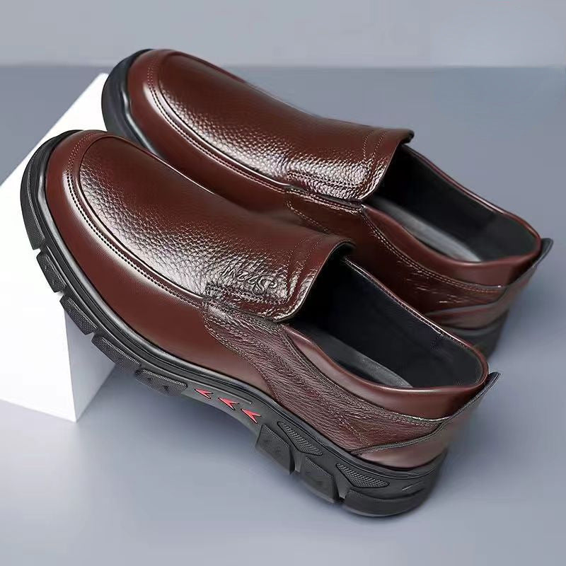 Men's Plus Size Fur Cowhide Dad Leather Shoes