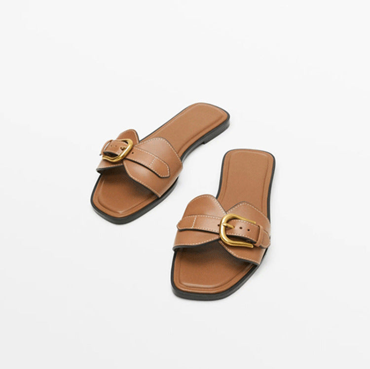 Women's Summer Wear Fashion Belt Buckle Beach Sandals